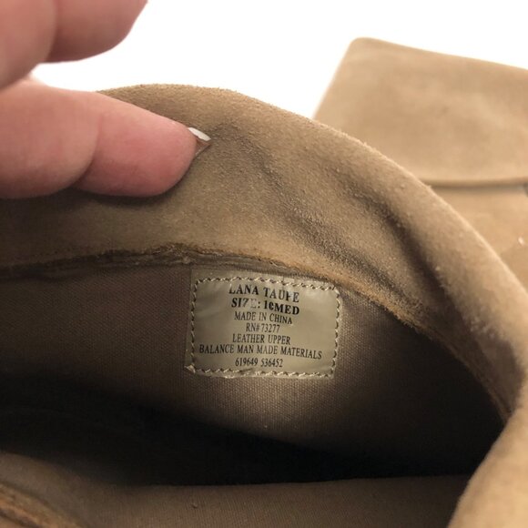 Lana Taupe Ankle Boots Womens Size 10M Leather Upper Cuffed Heeled Shoes - Picture 9 of 9